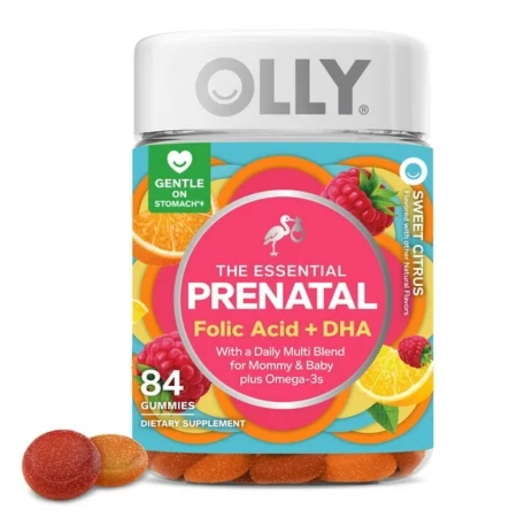OLLY Prenatal Multivitamin Gummy for Women  Folic Acid  Vitamin D  Omega 3 DHA  84 Ct