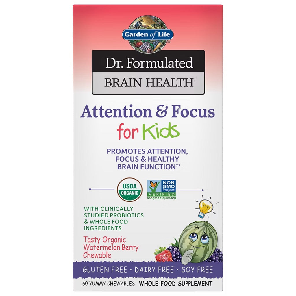 Garden of Life Dr. Formulated Brain Health Attention & Focus for Kids - Watermelon Berry, 60 Chewables