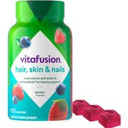 Vitafusion Gorgeous Hair, Skin Nails Multivitamin Gummy Vitamins, plus Biotin and Antioxidant vitamins CE, Raspberry Flavor, 100ct (33 day supply), from America’s Number One Gummy Vitamin Brand