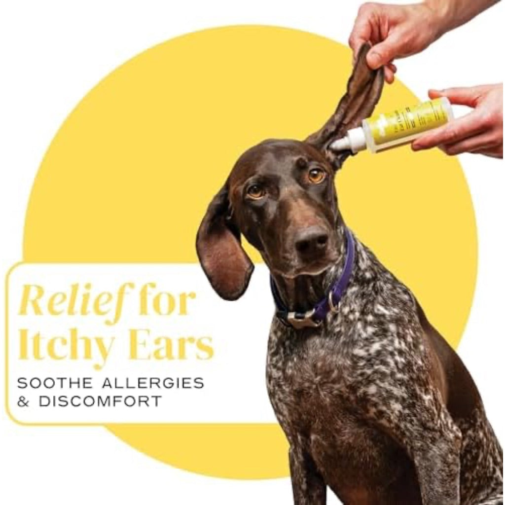 Dog Ear Cleaner - 8 Fl Oz of Dog Ear Wash - Drops to Dissolve Wax, Combat Odor, and Support Healthy Ears - Made with Chamomile, Honey, and Aloe - Made in The USA