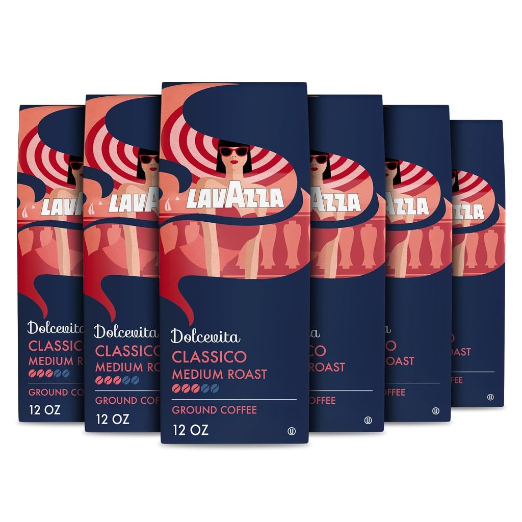 Lavazza Dolcevita Classico Medium Roast Ground Coffee 12oz Bags, 6 Pack
