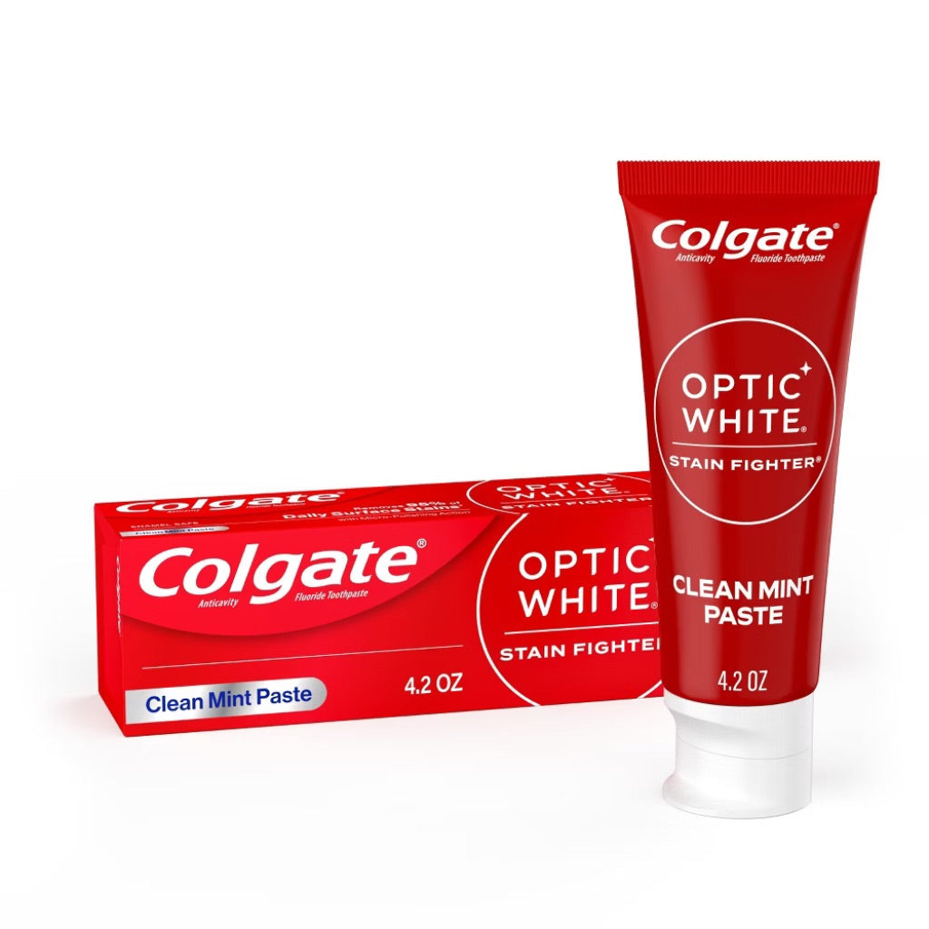 Colgate Optic White Stain Fighter Teeth Whitening Toothpaste - Clean Mint, 4.2 oz