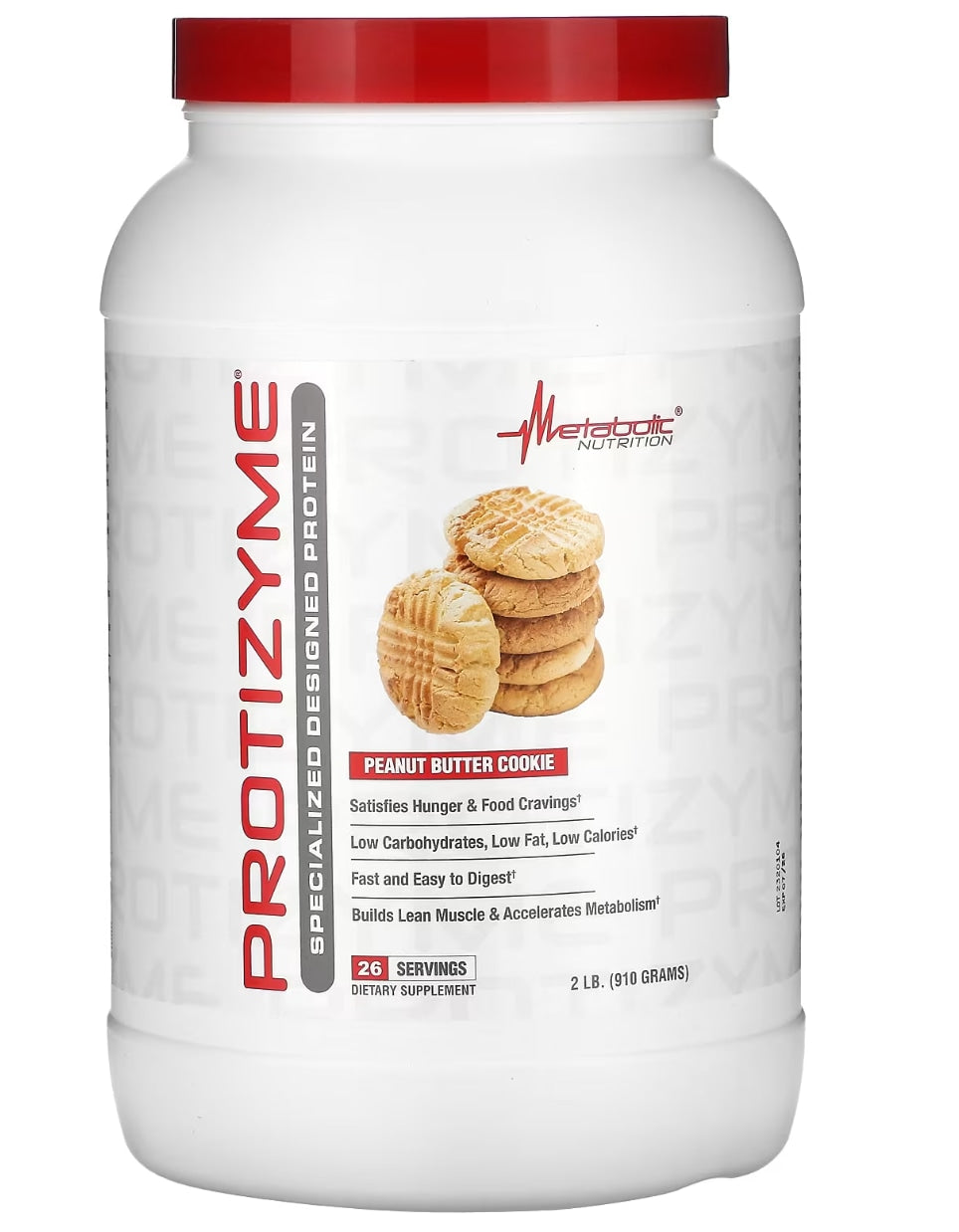 Metabolic Nutrition Protizyme 100% Whey Protein Powder - Peanut Butter Cookie, 2lb