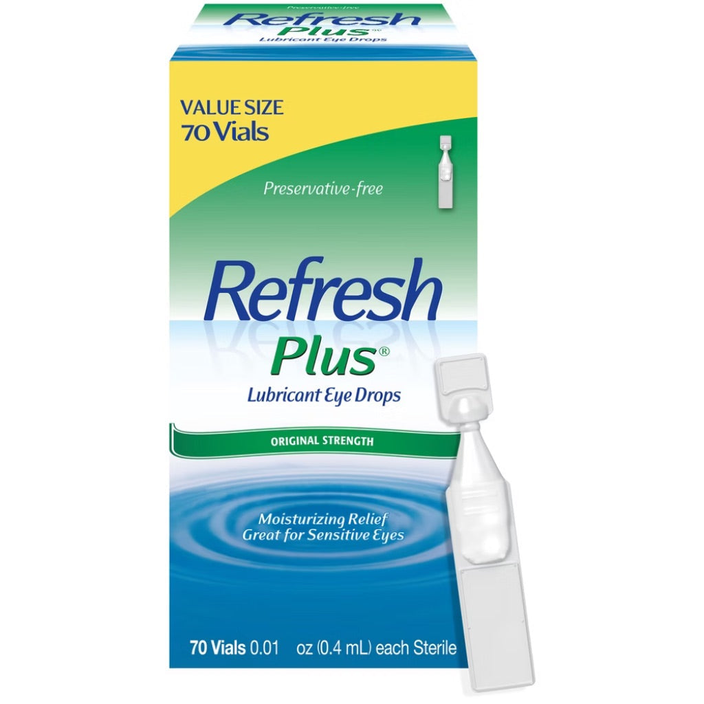 Refresh Plus Lubricant Eye Drops Preservative-Free Artificial Tears - 70 Vials (0.01 fl. oz. ea.)