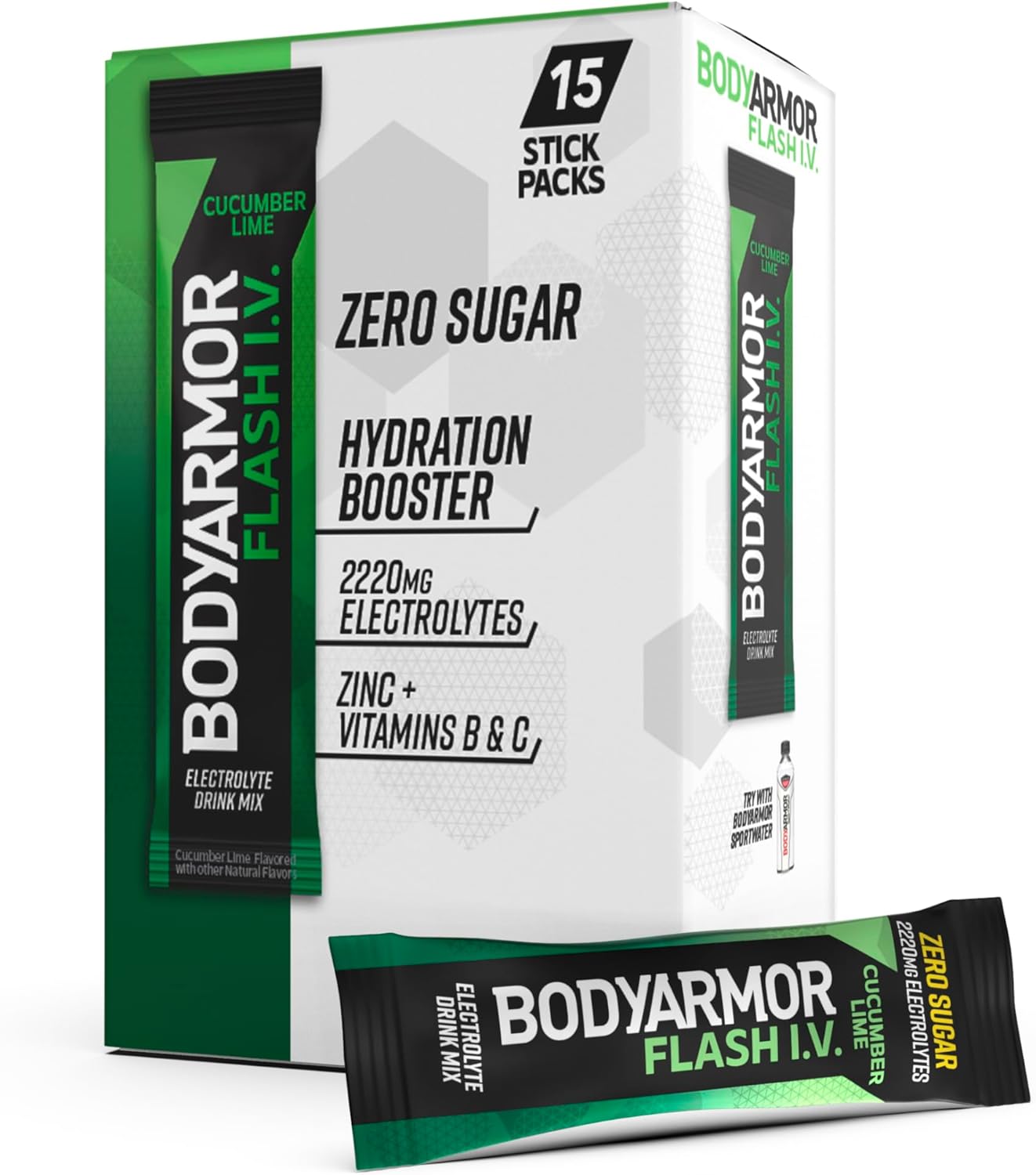 BODYARMOR Flash IV Electrolyte Drink Mix Powder - Cucumber Lime, 15ct