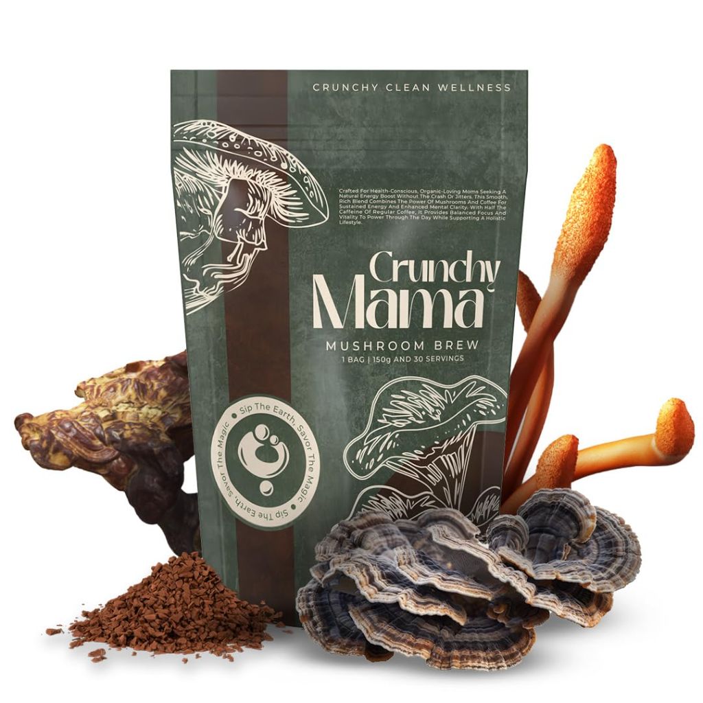 2 Pack Crunchy Mama Mushroom Brew Organic Mushroom Coffee, 30svgs (2 Pack)