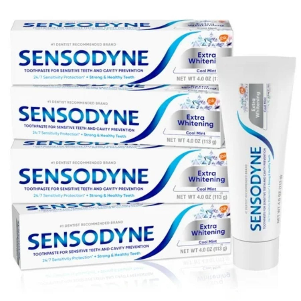 Sensodyne Extra Whitening Sensitive Teeth and Cavity Prevention Toothpaste - Cool Mint, 4oz (4 Pack)