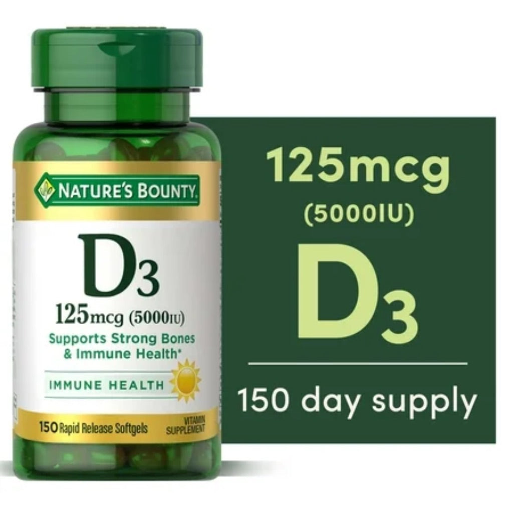 Nature's Bounty Vitamin D3 125 mcg 5000 IU - 150 Softgels