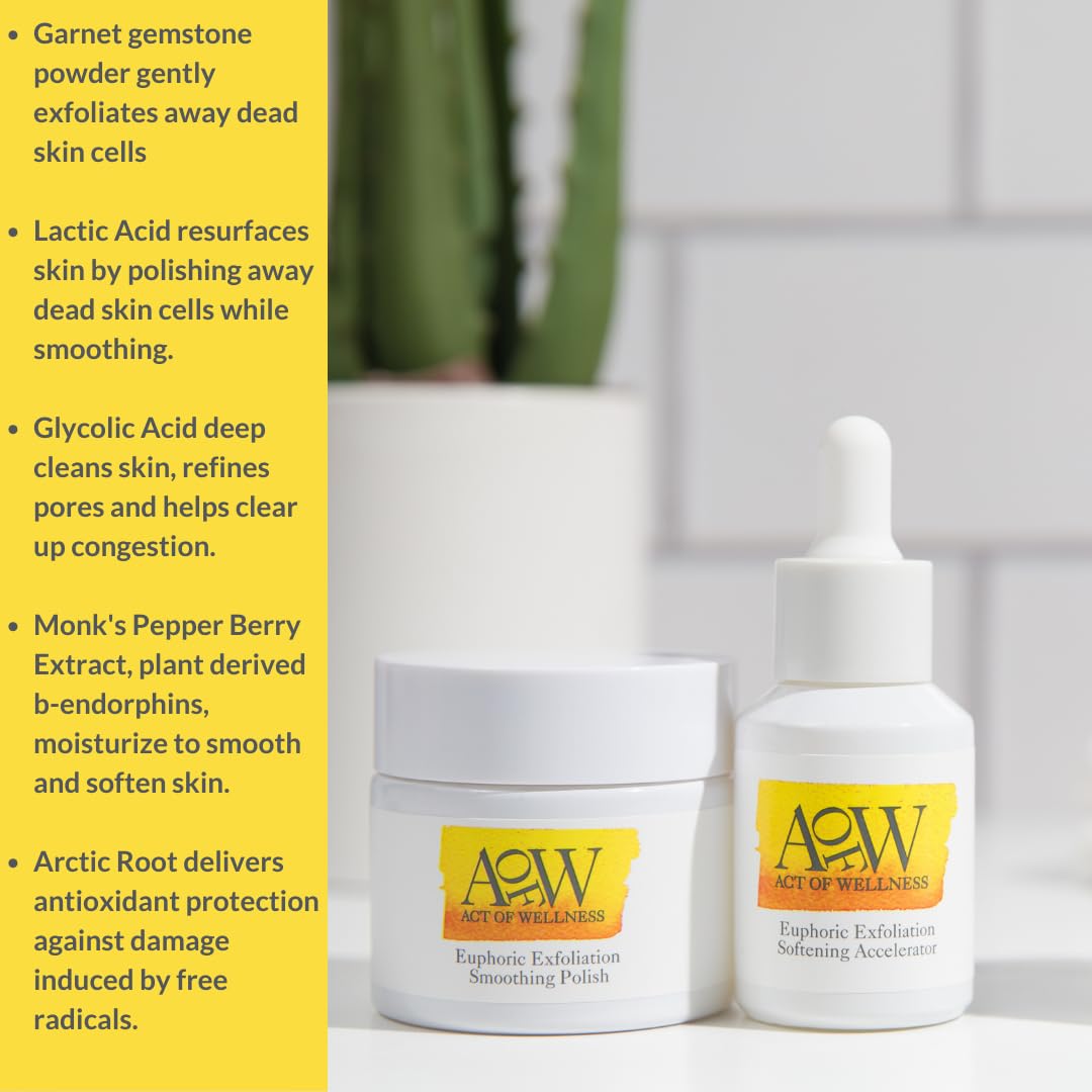 Act of Wellness Euphoric Exfoliation Weekly Exfoliating Facial Treatment Peel with Lactic and Glycolic Acid - 2pcs.