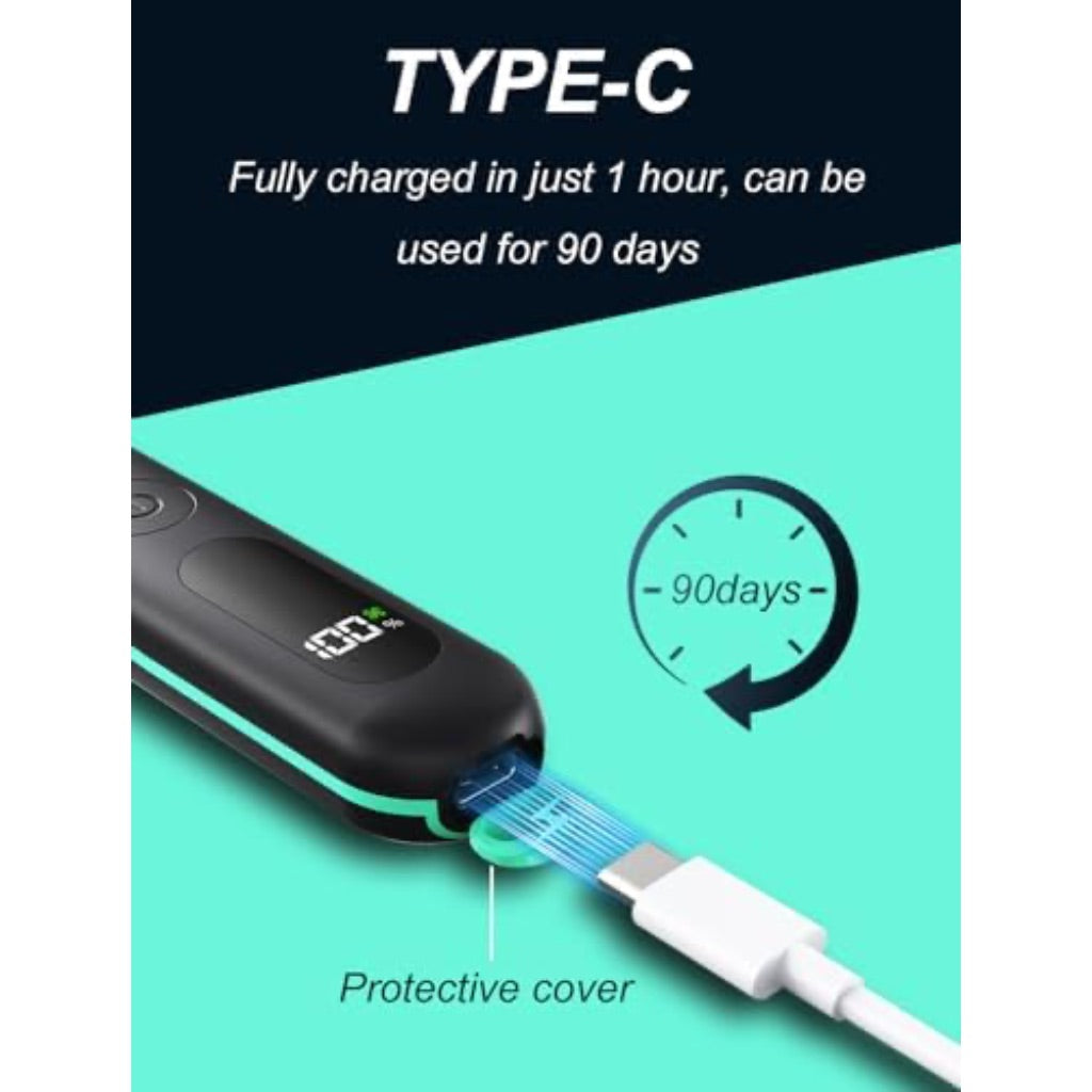 Trimmer For Nose, Ear, & Facial Hair, IPX7 Waterproof USB Rechargeable, Dual Edge Blades for Easy Cleansing, LCD Display