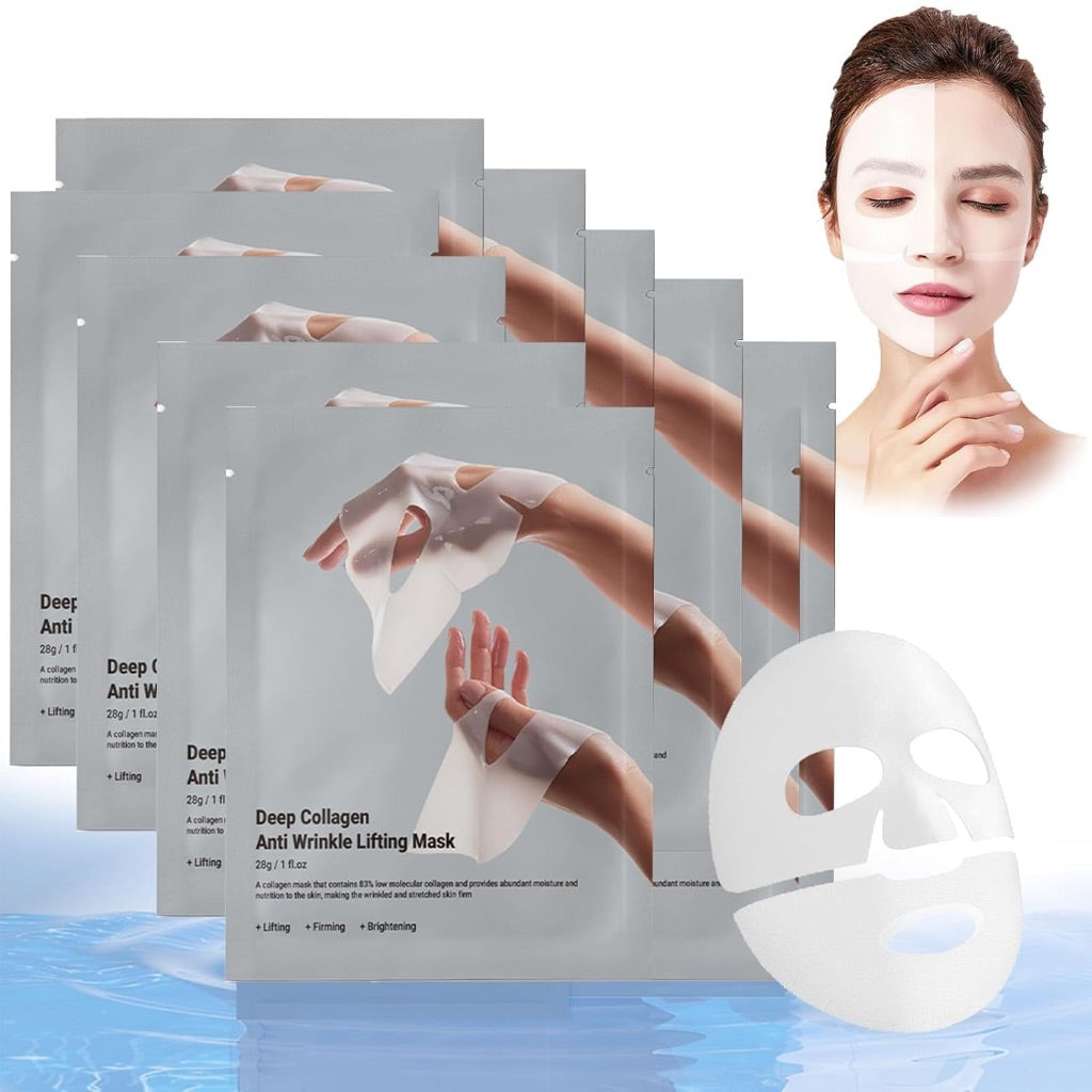 Deep Collagen Anti-Wrinkle Lifting Mask, Deep Hydrating Firming Overnight Hydrogel Mask - 5 Masks (2 Pack)