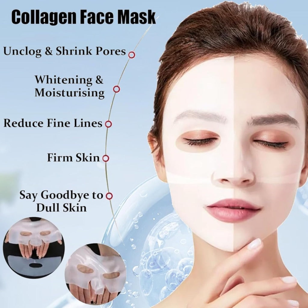 Deep Collagen Anti-Wrinkle Lifting Mask, Deep Hydrating Firming Overnight Hydrogel Mask - 5 Masks (2 Pack)
