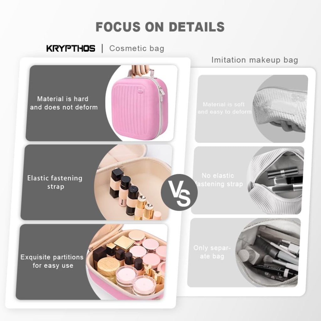 Krypthos Hardshell Travel Makeup Case - Pink