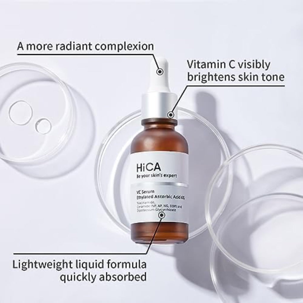HiCA VC Serum Ethylated Ascorbic Acid 6% with Vitamin C, Niacinamide 2%, & Retinol - 0.95 fl. oz.