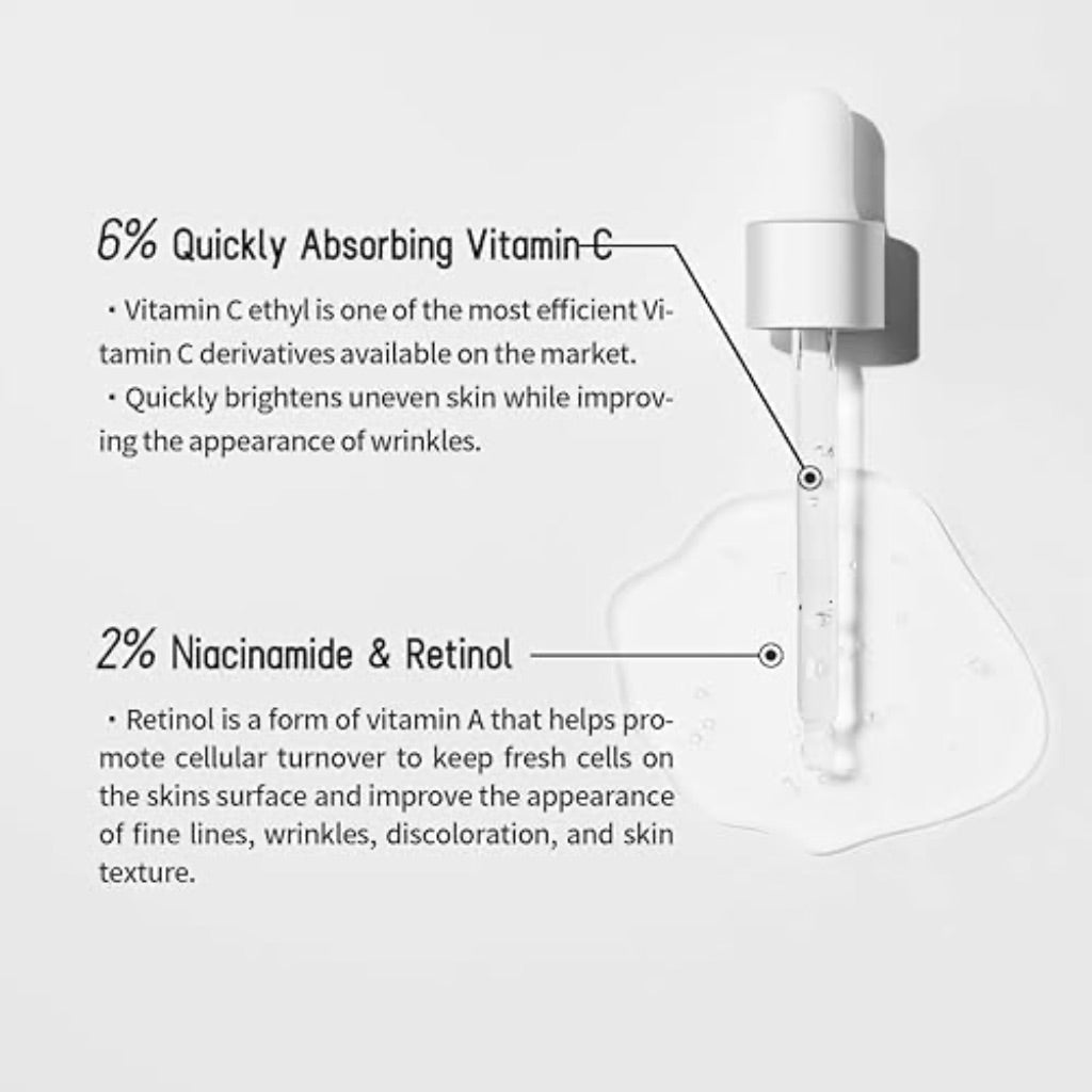 HiCA VC Serum Ethylated Ascorbic Acid 6% with Vitamin C, Niacinamide 2%, & Retinol - 0.95 fl. oz.