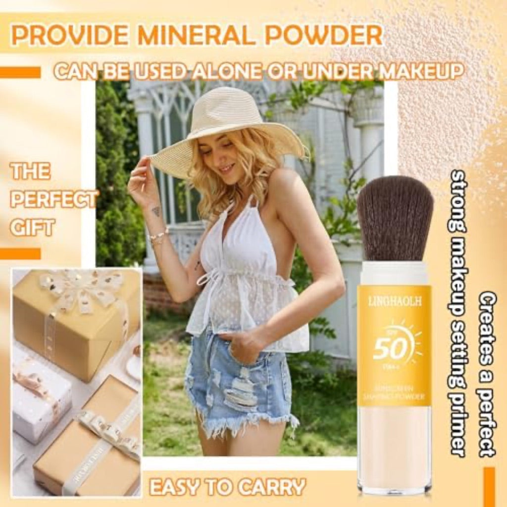 Sunscreen Loose Shaping Powder with Brush Applicator, SPF 50 PA++ - Matte Translucent