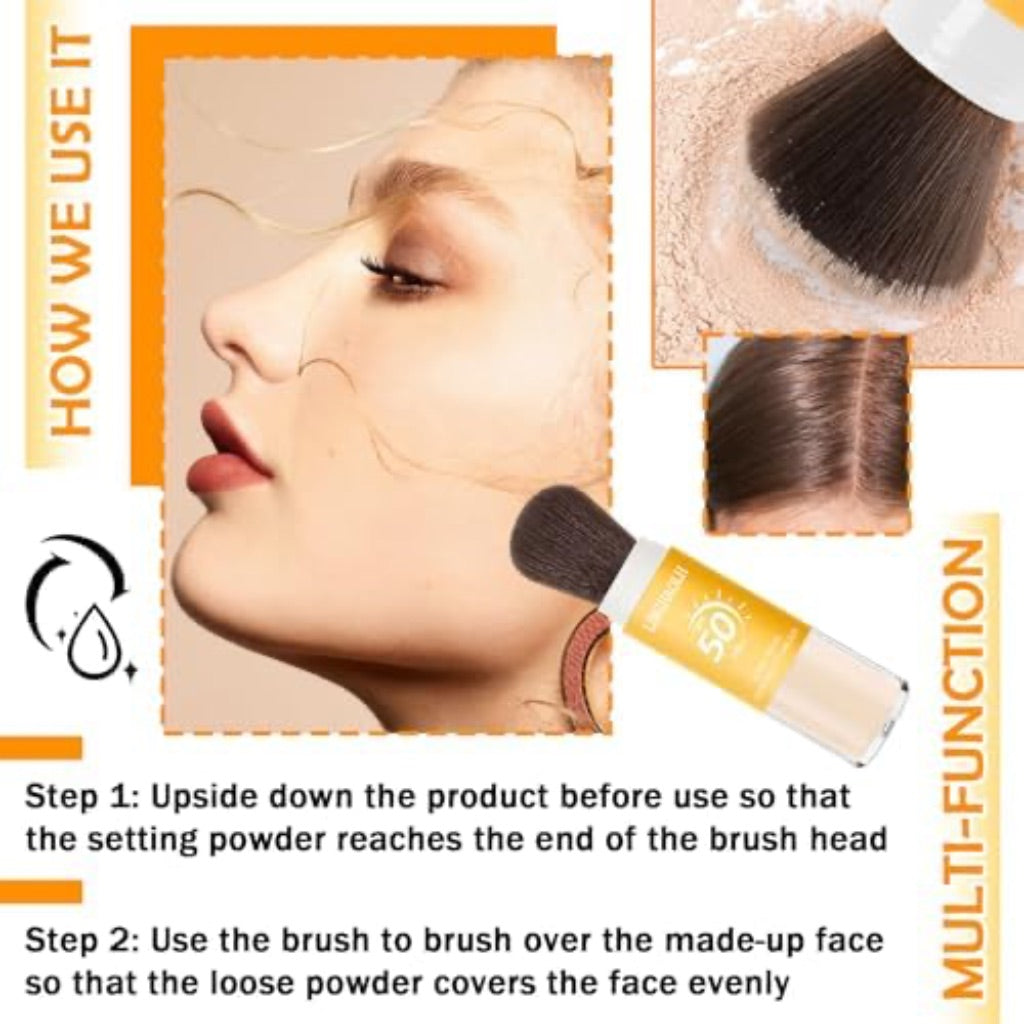 Sunscreen Loose Shaping Powder with Brush Applicator, SPF 50 PA++ - Matte Translucent