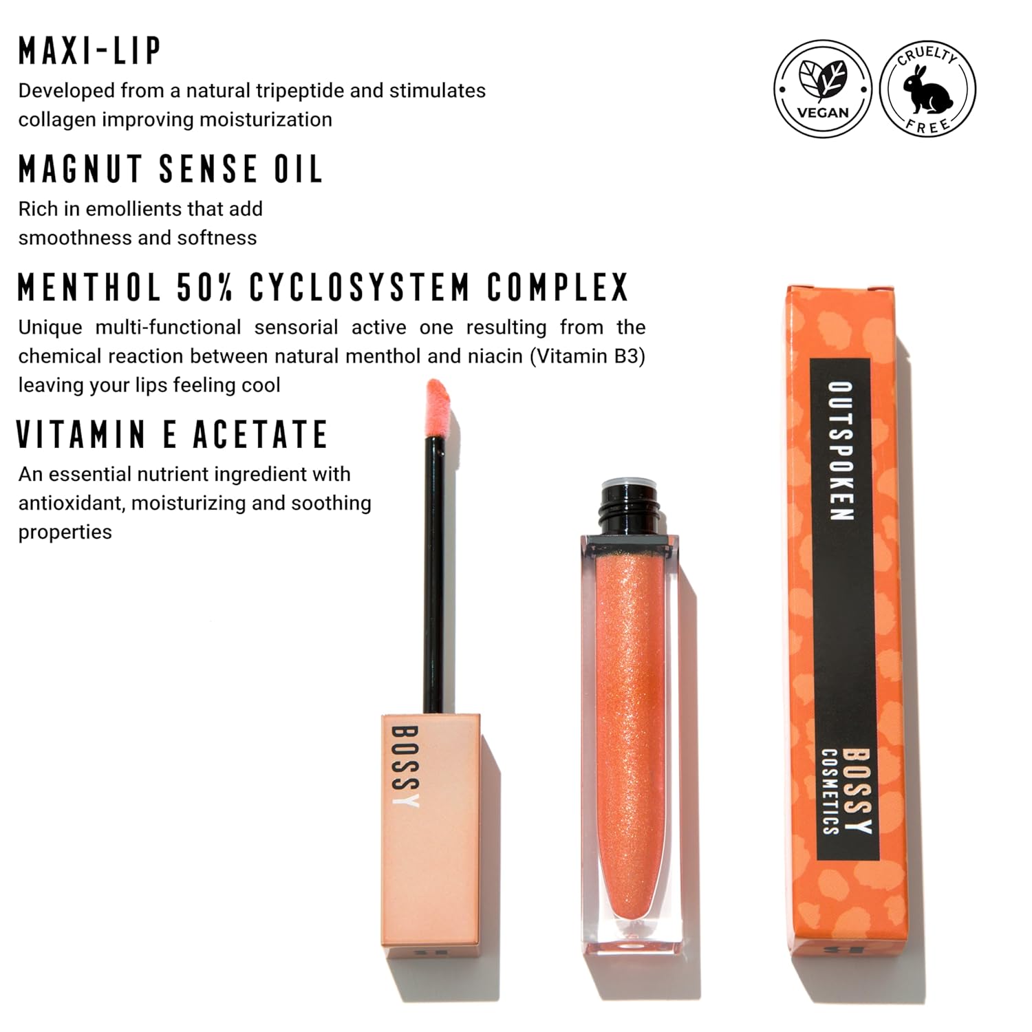 Bossy Cosmetics Power Woman Essentials Lip Gloss - Outspoken (Warm Orange)