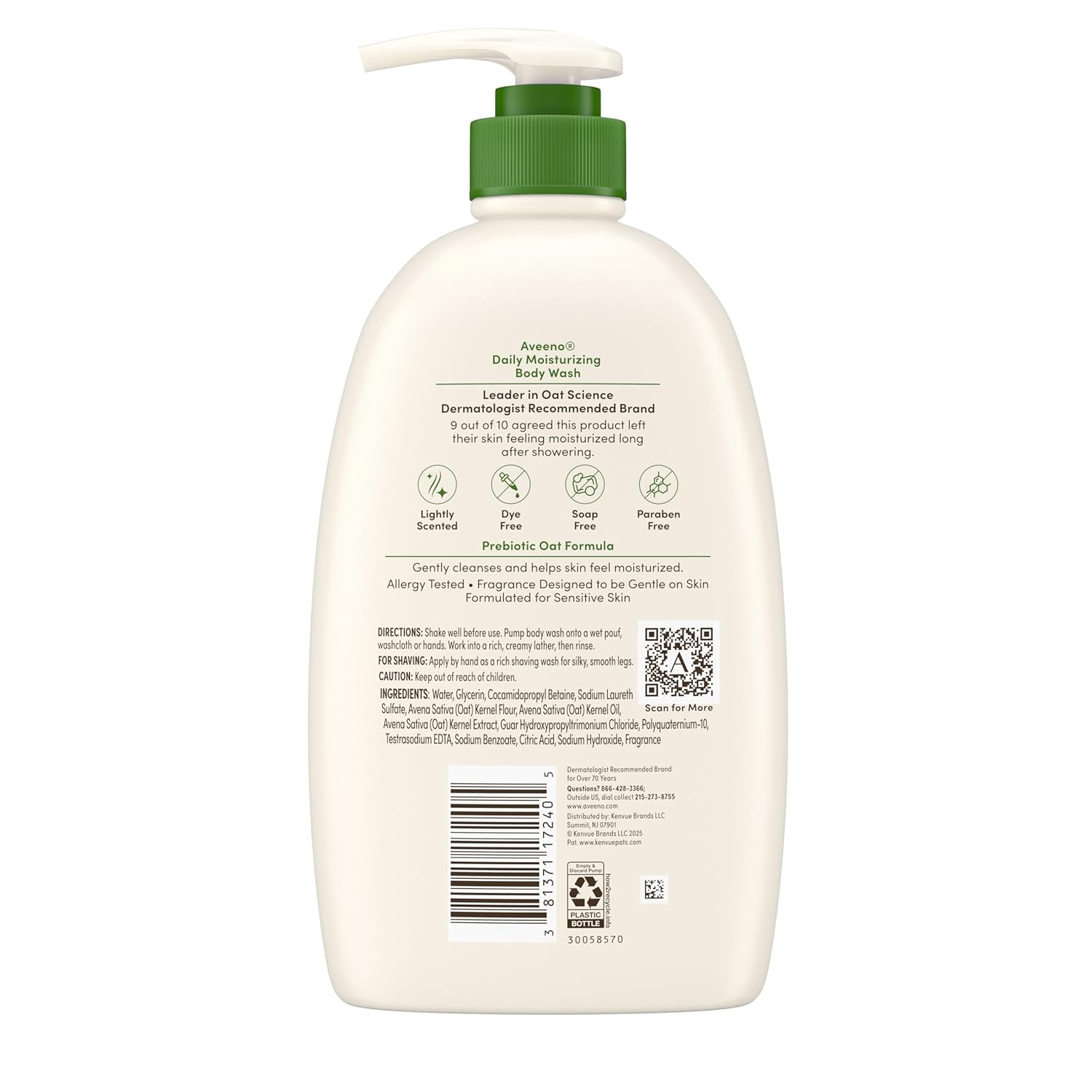 Aveeno Daily Moisturizing Body Wash for Normal-Dry Sensitive Skin, Lightly Scented - 33 fl. oz.