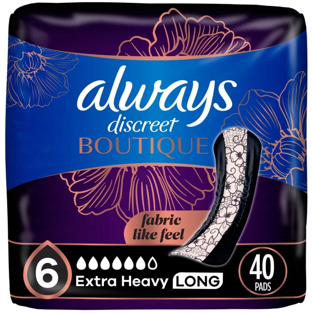Always Discreet Boutique Incontinence Pads - Extra Heavy, Long Length - 40ct