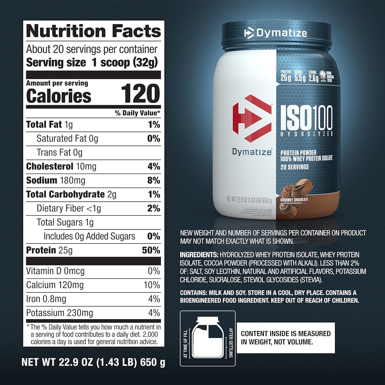 Dymatize ISO100 Hydrolyzed 100% Whey Protein Isolate, Gourmet Chocolate, 3lbs (42 Servings)