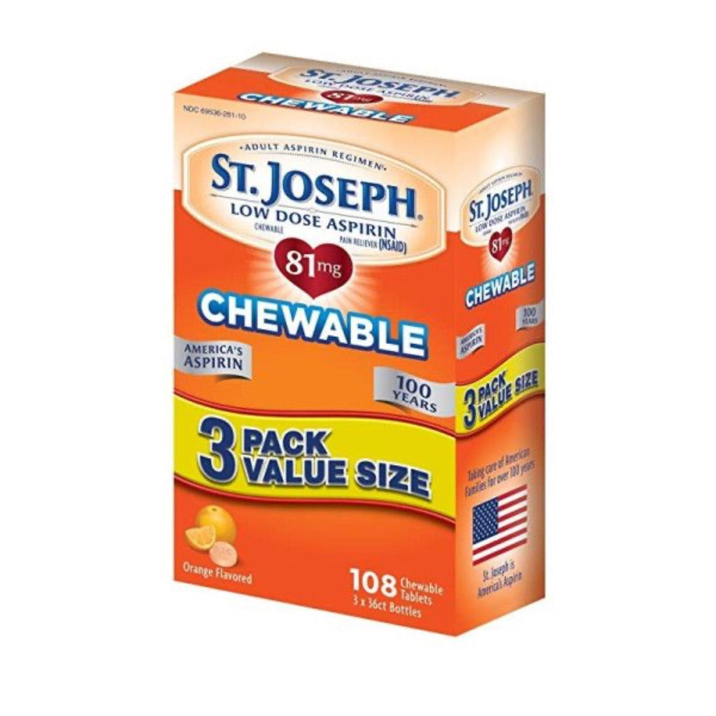 St. Joseph 81mg Chewable Aspirin Pain Reliever - Orange, 108ct