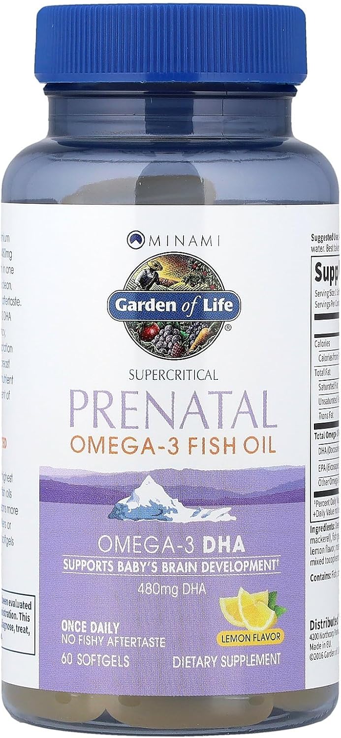 Minami Garden of Life Supercritical Prenatal Vitamin with Omega-3 Fish Oil - Lemon, 60 Softgels