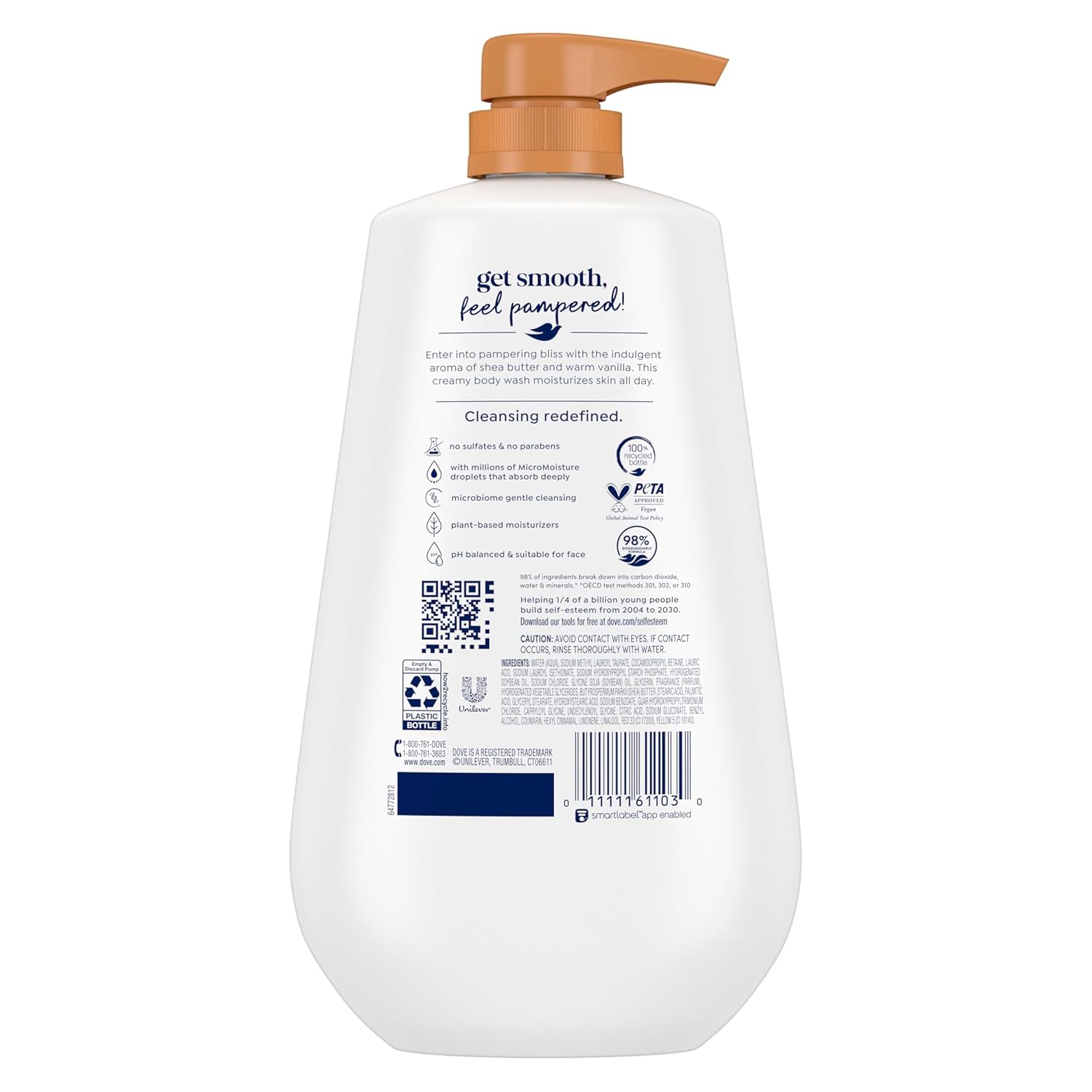 Dove Body Wash with Pump - Pamper Shea Butter & Vanilla, 30 fl. oz.
