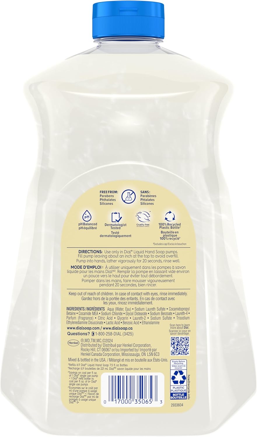 Dial Liquid Hand Soap Refill - Vanilla Honey Scent, 52 fl. oz.