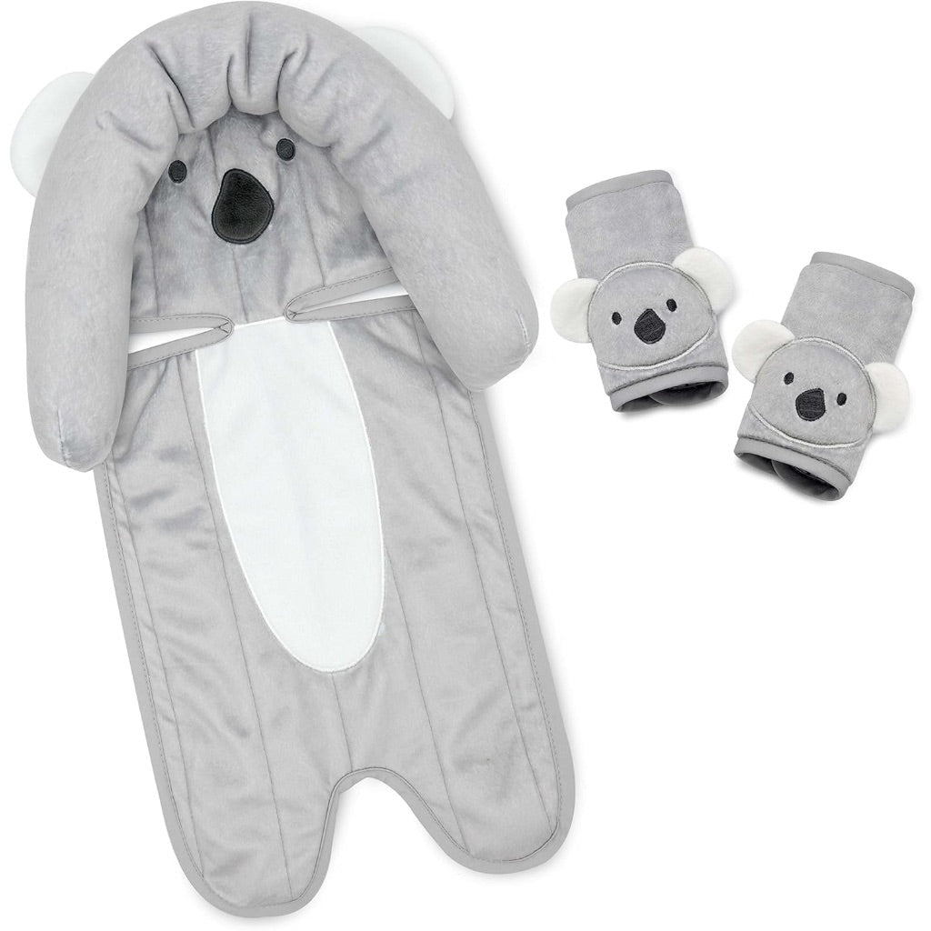 Travel Bug Baby & Toddler 3-Piece Head Support & Strap Covers Set for Car Seats, Strollers & Bouncers - (Koala)