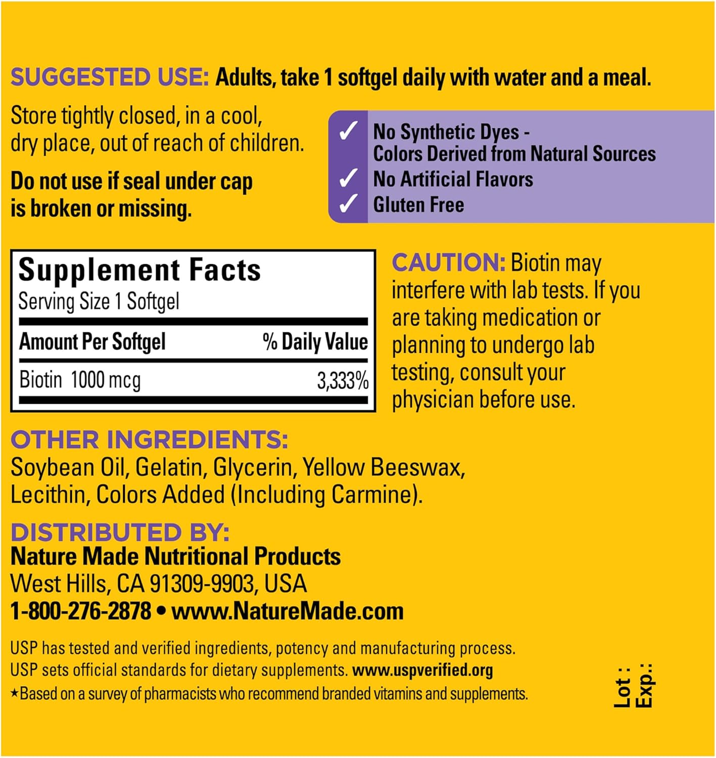 Nature Made Biotin 1000mcg - 120 Softgels