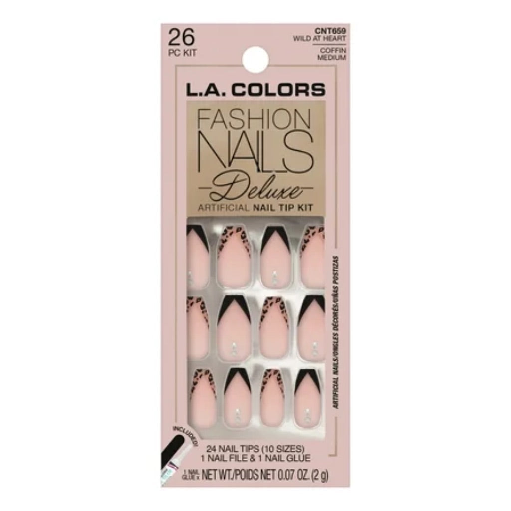 L.A. Colors Deluxe Press-On Nail Tips - Wild at Heart (24pcs)