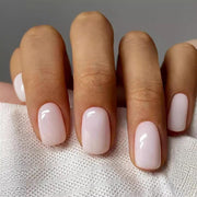 Artificial Press On Nails, Short, Square with Glossy Acrylic Finish - White (24pcs)