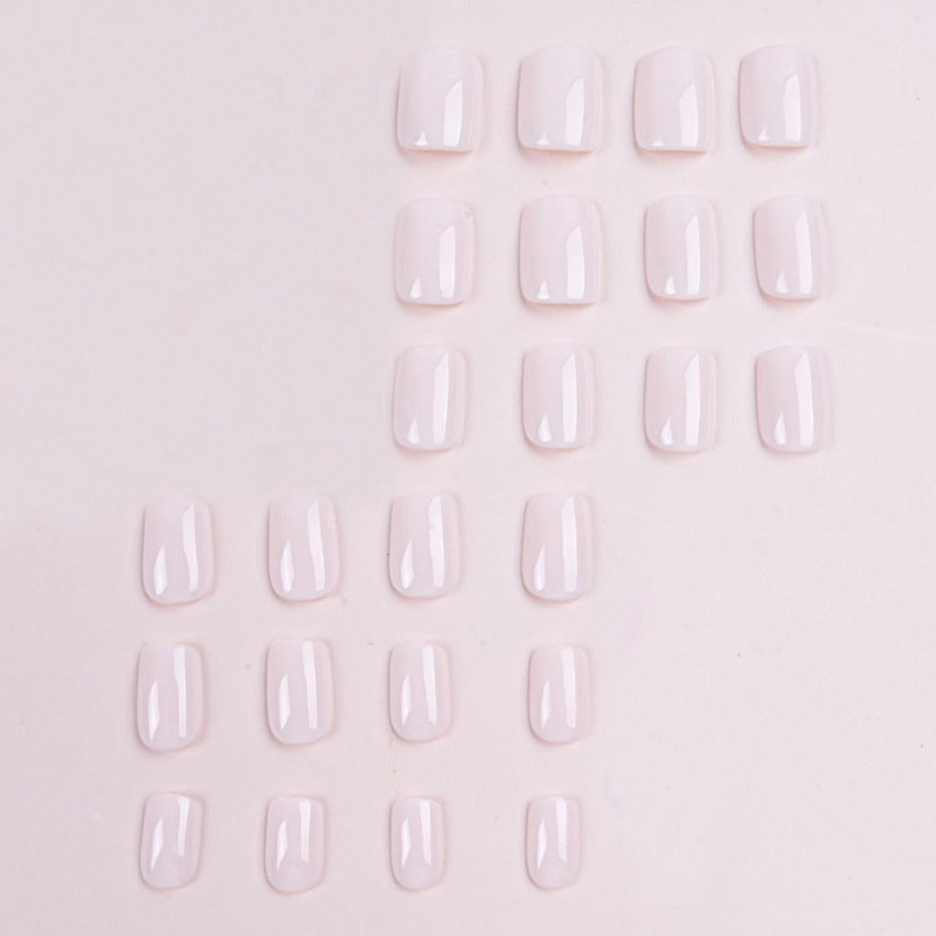 Artificial Press On Nails, Short, Square with Glossy Acrylic Finish - White (24pcs)