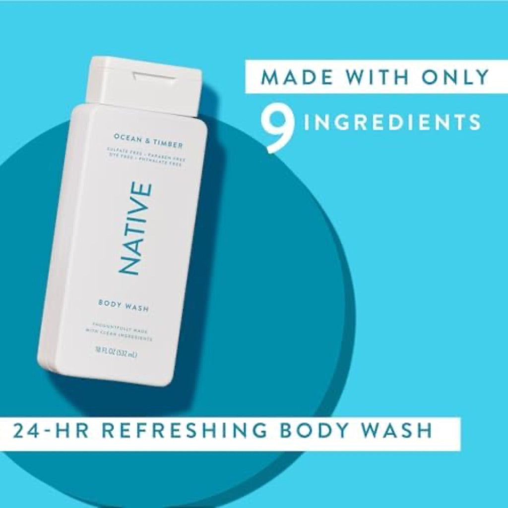 Native Body Wash - Ocean & Timber, 18 fl. oz.