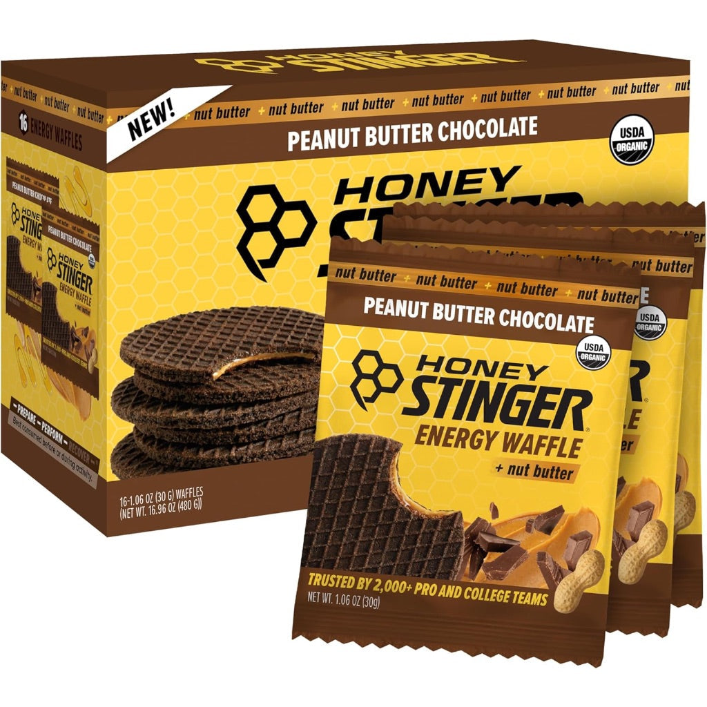 Honey Stinger Organic Energy Waffles, Peanut Butter Chocolate, 1.06oz - 16ct