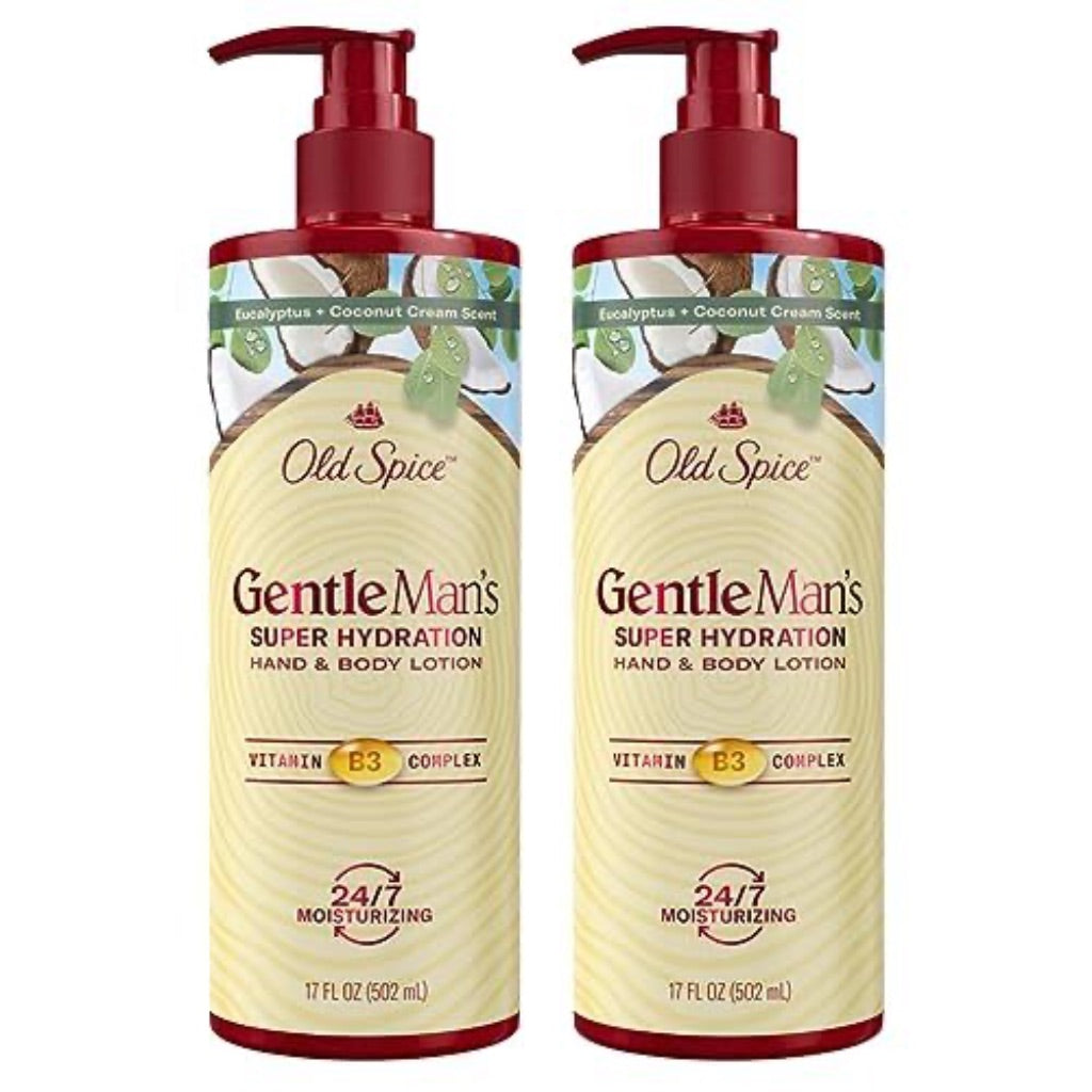 Old Spice Gentleman's Super Hydration Hand & Body Lotion - Eucalyptus & Coconut Cream, 17 fl. oz. (2 Pack)