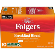 Folgers Breakfast Blend Mild Roast Keurig K-Cup Coffee Pods, 10ct *Damaged Box*