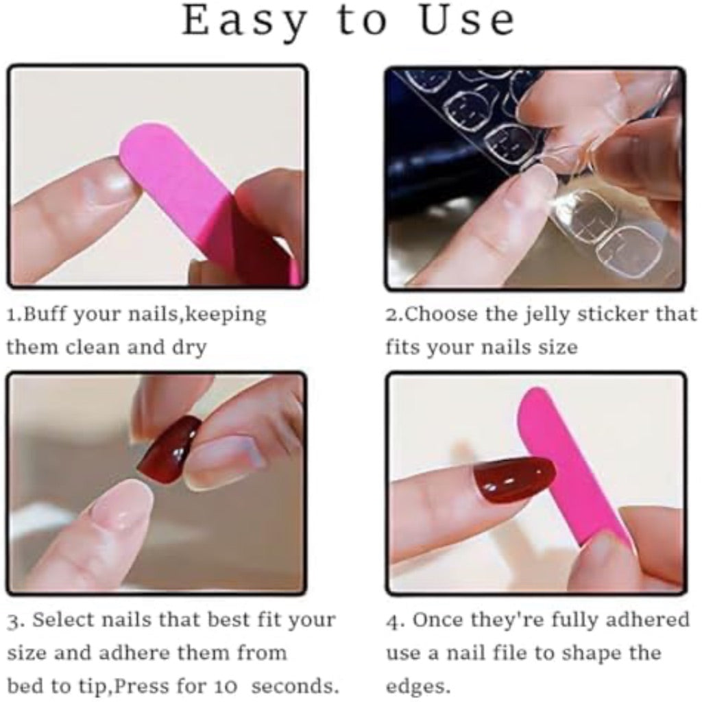 Beauty Nails Square-Tip Long Curved Press on Nails - Blue/Pink French Tips, 20pcs.