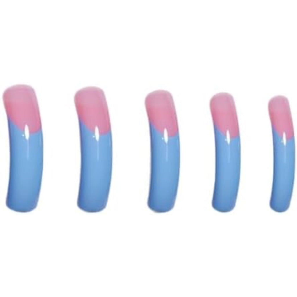 Beauty Nails Square-Tip Long Curved Press on Nails - Blue/Pink French Tips, 20pcs.