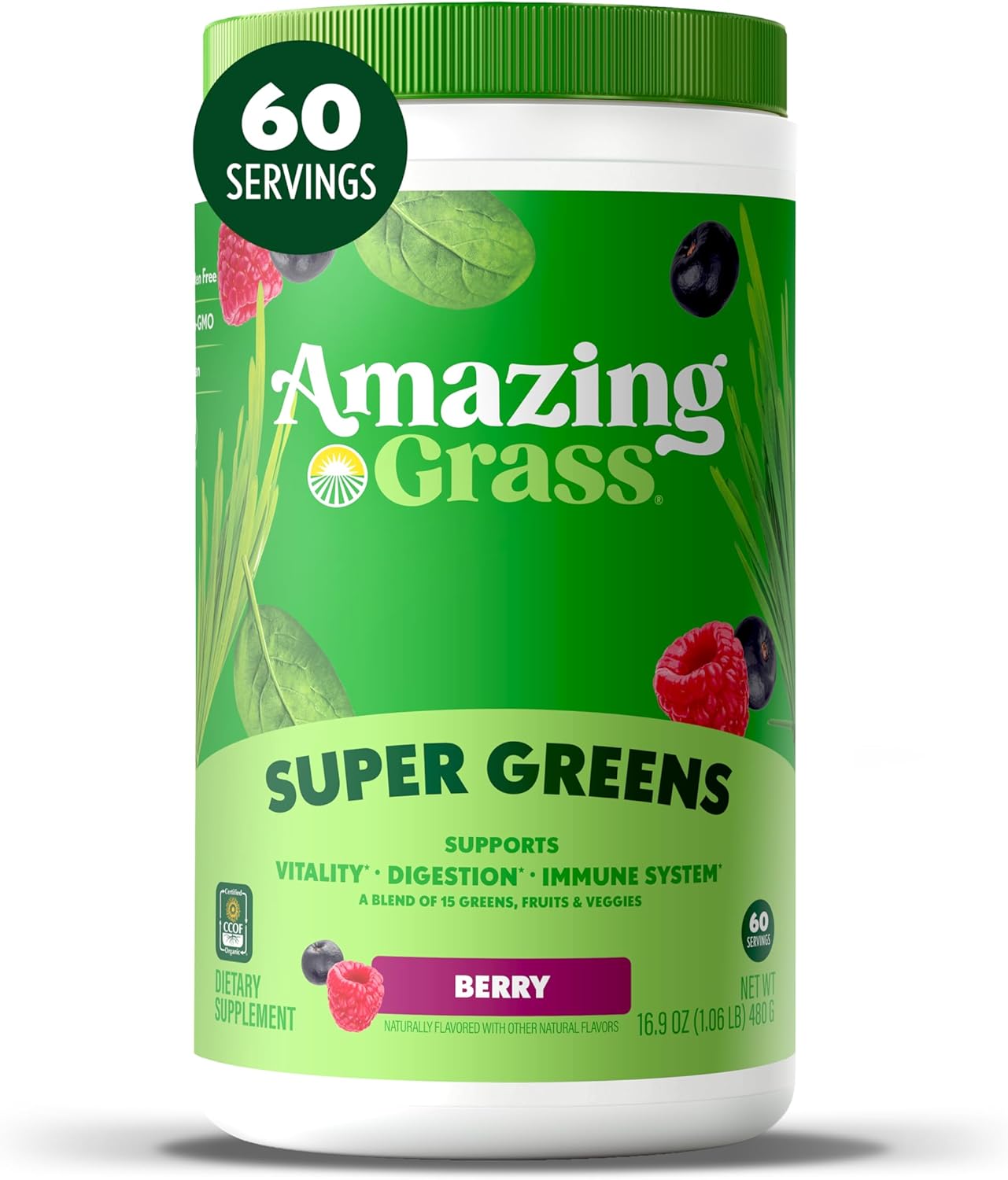 Amazing Grass Greens Blend Superfood Powder - Berry, 60 Svgs.