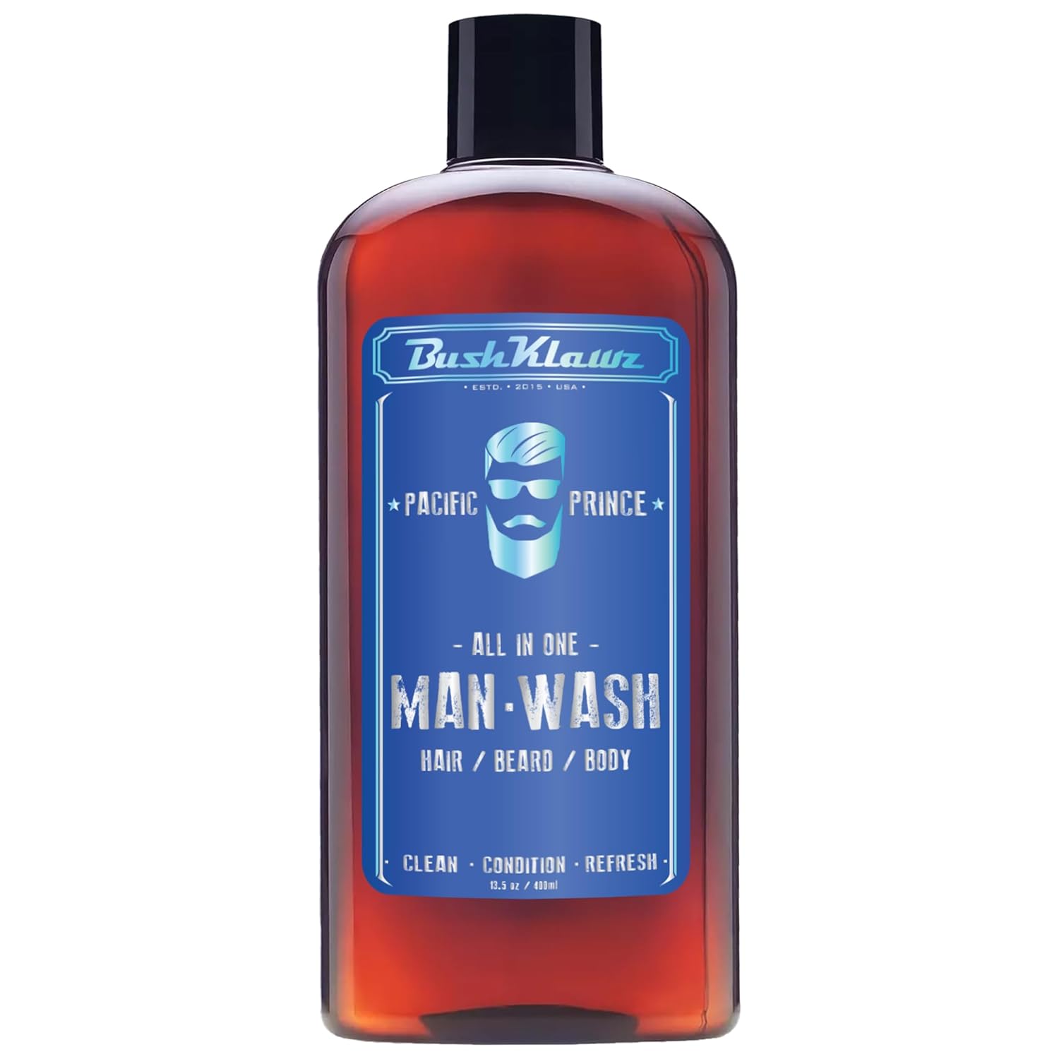 BushKlawz Men's All-in-One Hair, Beard, & Body Wash - Pacific Price, 13.5 fl. oz.