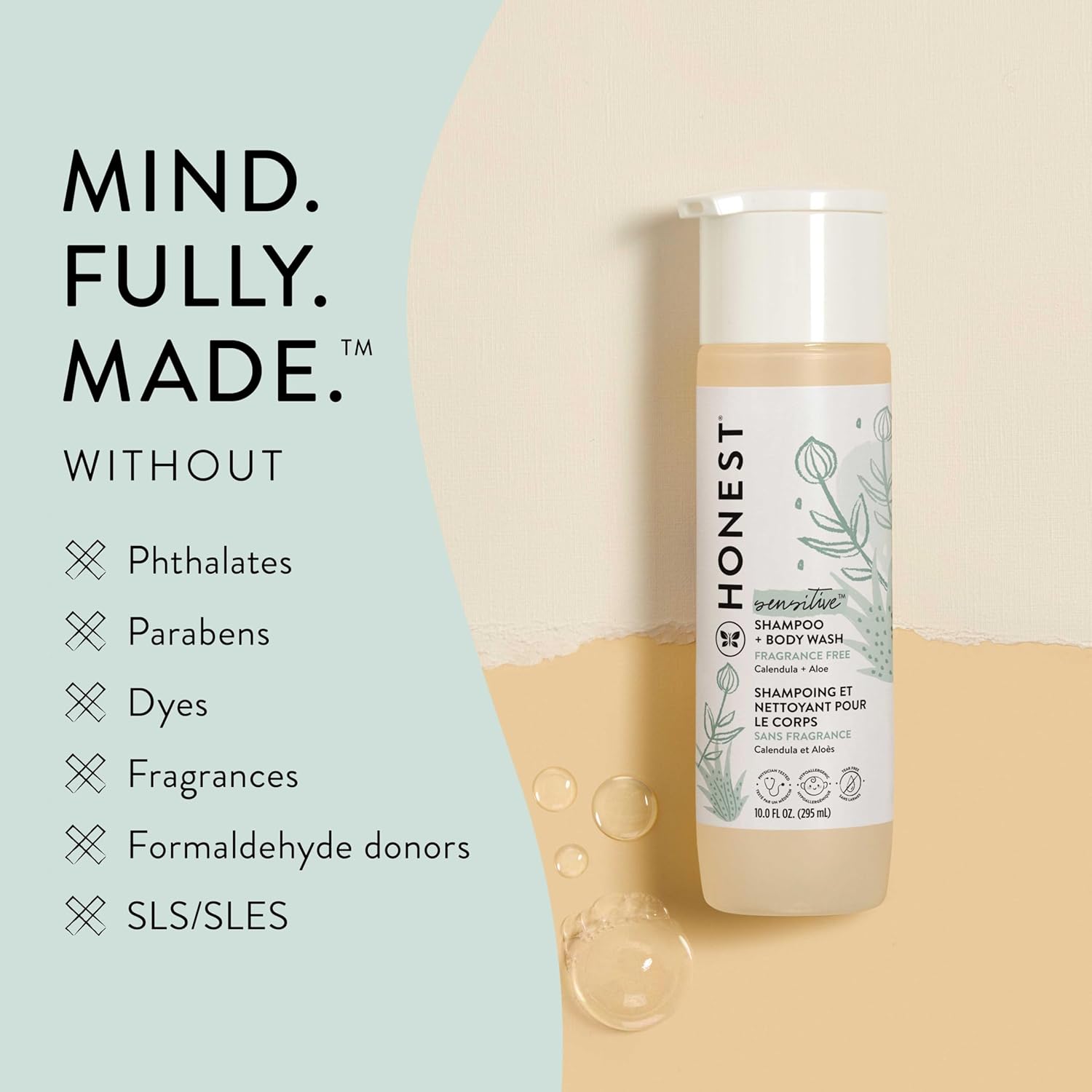 The Honest Company 2-in-1 Fragrance-Free Shampoo & Body Wash for Sensitive Skin, 10 fl. oz.