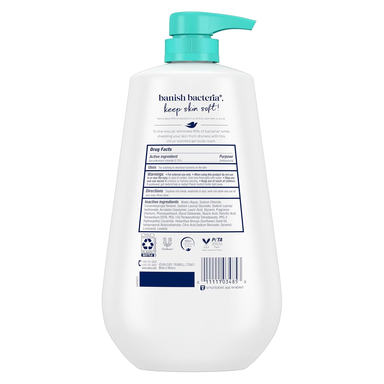 Dove Body Wash with Pump - Anti-Bacterial, 30.6 fl. oz.