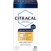 Citracal Slow Release Calcium 1200mg With Vitamin D3 - 80 Caplets