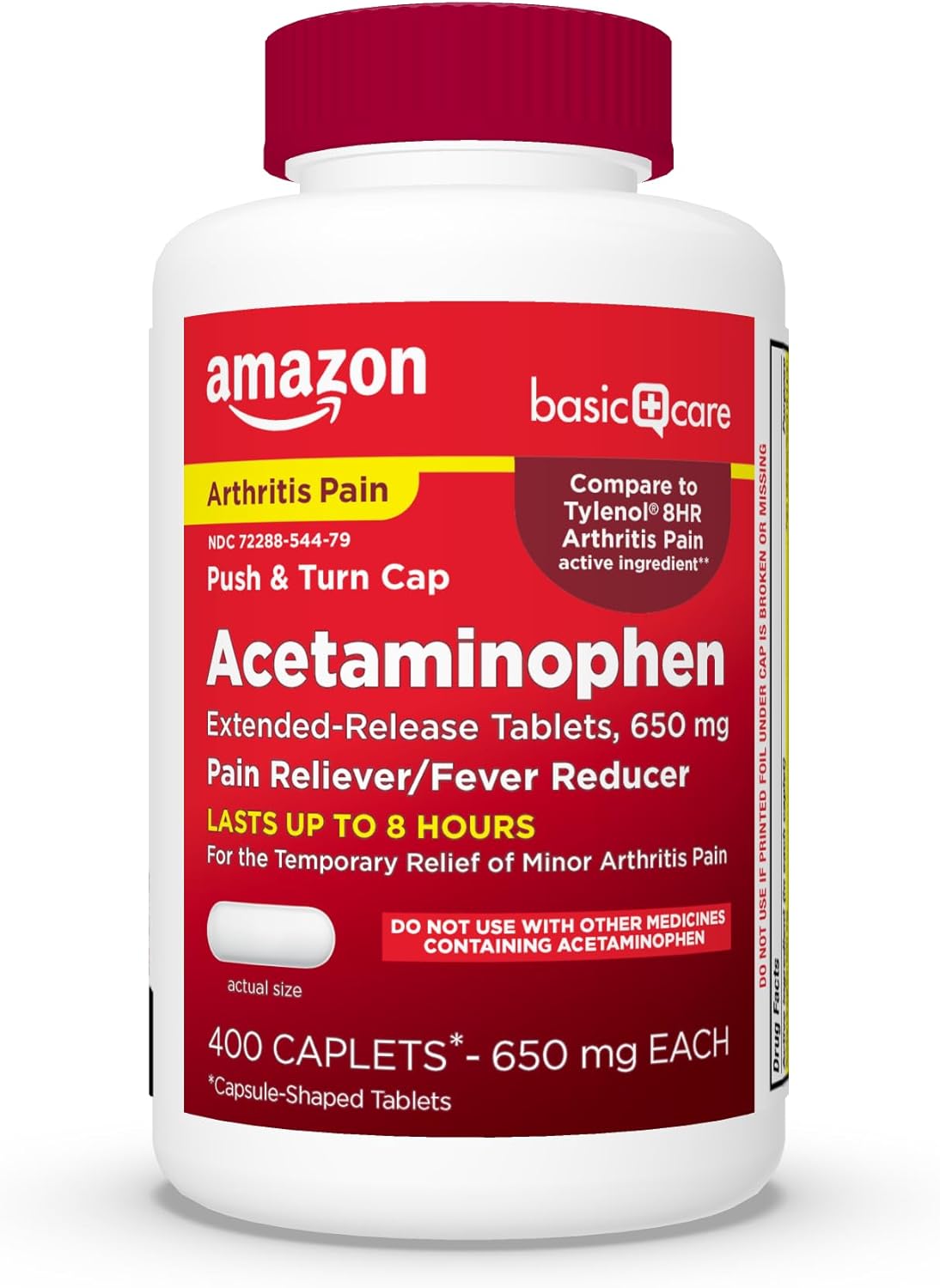 Basic Care Acetaminophen Extended-Release 650mg for Pain/Fever - 400 Caplets