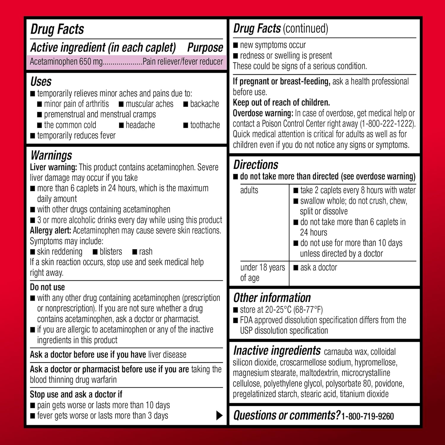 Basic Care Acetaminophen Extended-Release 650mg for Pain/Fever - 400 Caplets