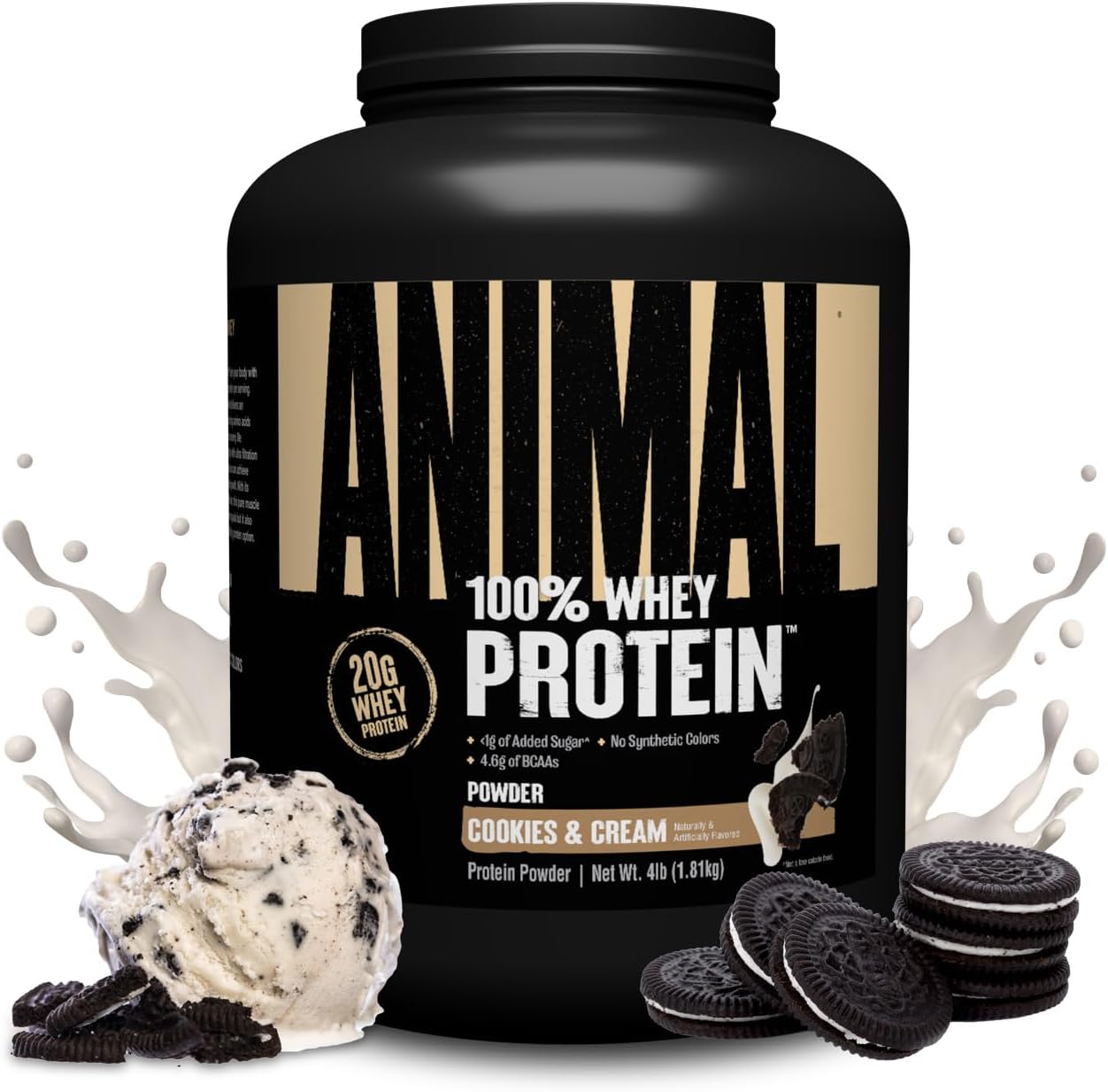 Animal 100% Whey Protein Powder - Cookies & Cream, 4 Lbs