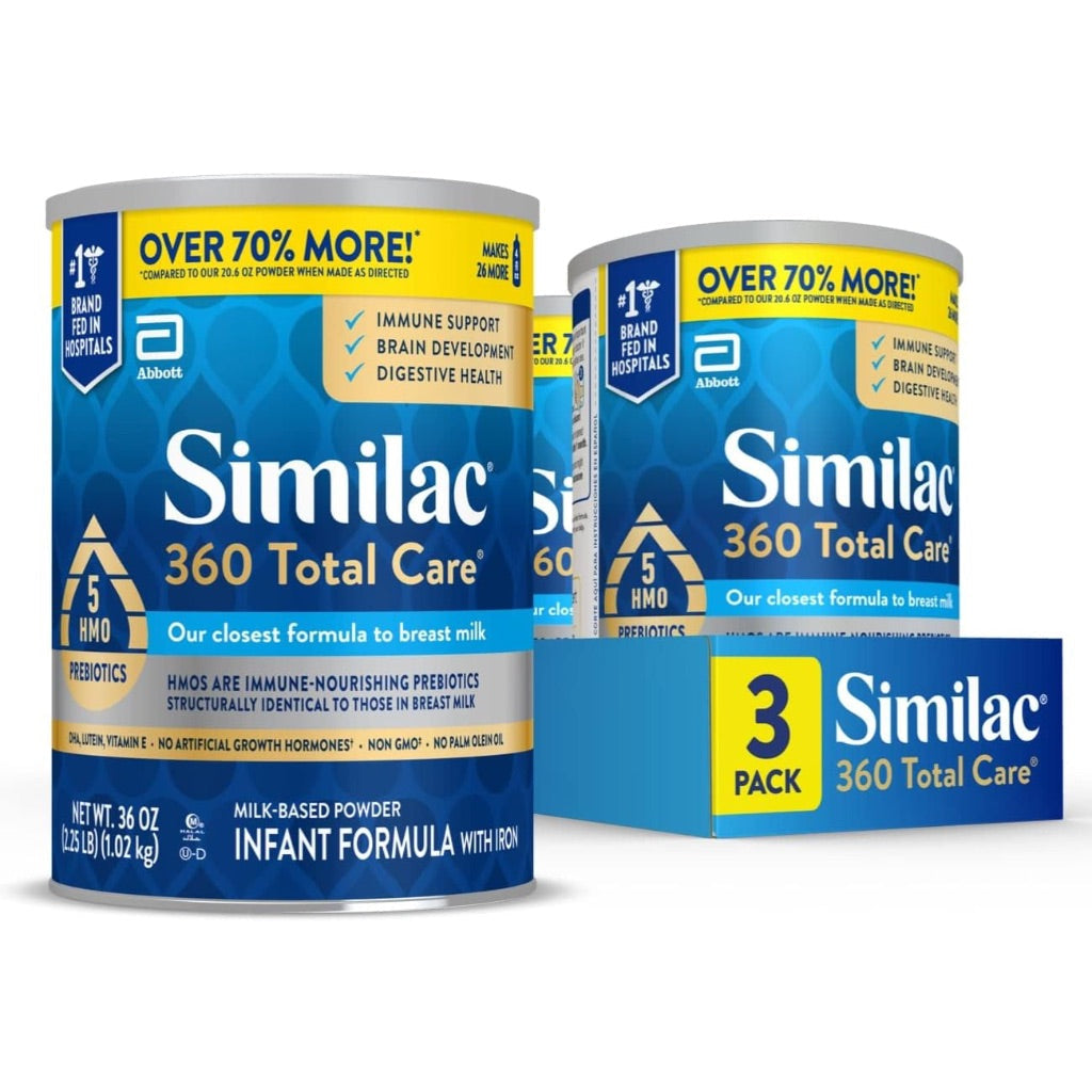 Similac 360 Total Care Infant Formula Powder, 36oz Cans - 3 Pack