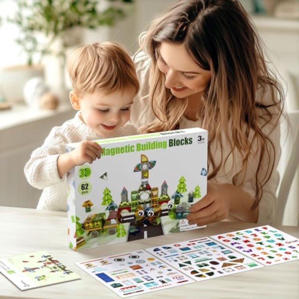 iPlay iLearn Kids Magnetic Building Blocks - 62pcs
